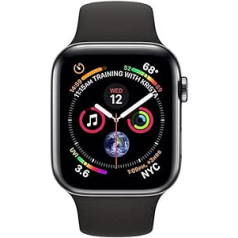 Apple Watch Series 4 (GPS + Cellular, 44 mm) — Space Black nerūsējošā tērauda korpuss ar melnu sporta siksnu (atjaunots)