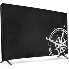 kwmobile 43 Inch TV Case - TV Screen Protector Cover - TV Screen Dust Cover - Compass Vintage White Black