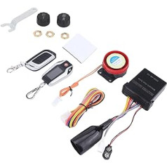 2-Way Motorcycle Alarm System, KIMISS Remote Start Alarm System 105-125 DB Speaker, Automatic Lock, Unlock, Remote Control, Waterproof Security System for (with Tyre Pressure Gauge)