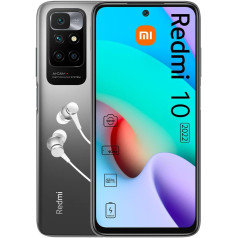 Xiaomi Redmi 10 2022 Smartphone Contract, Headphones (6.5 Inch FHD+ 90Hz DotDisplay, 64GB Memory, 4GB RAM, MediaTek Helio G88, 50MP AI Quad Camera, Dual SIM, Grey