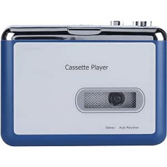 Bluetooth kasešu atskaņotājs, lentes uz MP3 pārveidotājs ar austiņām, automātisks reverss kasešu atskaņotājs ar piecām funkciju pogām, 2 x AA baterijas/USB barošana, skaļuma kontrole
