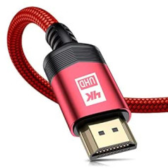 sweguard 4K HDMI kabelis 15 metri, HDMI 2.0–HDMI kabelis 4K @ 60 Hz 18 Gbps neilona pīts kabelis, zeltīti savienotāji ar Ethernet/audio atgriešanas kanālu, saderīgs video 4K UHD 2160p, HD 1080p, Xbox