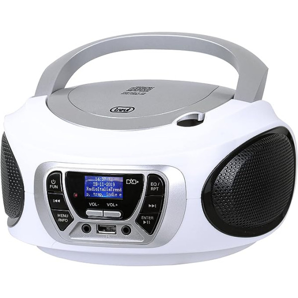 Trevi CMP 510 DAB portatīvais CD Boombox radio DAB/DAB+ ar RDS, USB, AUX-IN, austiņu ligzdu, balts