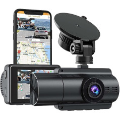 4K Dash Cam, LIDOFIGO WiFi automašīnas kamera ar GPS, Dual Dash Cam automašīnas priekšējā un iekštelpu kamera ar 32 GB SD karti, 170° platleņķis, 24/7 stāvvietas režīms, nakts redzamība, cilpas ierakstīšana, gravitācijas sensors