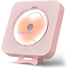 Yintiny Cute Pink CD atskaņotājs ar Bluetooth 5.0 uzlādējamu mūzikas atskaņotāju mājas dekorēšanai, pārnēsājamu mūzikas atskaņotāju, tālvadības pulti, atbalsta papildu ieejas kabeli un USB