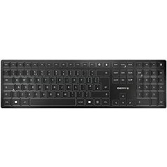 CHERRY KW 9100 Slim Wireless Design Keyboard UK Layout (QWERTY) Optional Bluetooth® or Wireless Connection Flat Keys Rechargeable Black-Silver