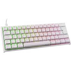 Ducky ONE 2 mini spēļu tastatūra, RGB LED spēļu tastatūra, Cherry MX Brown, mehāniskā tastatūra, mini 60% taustiņu izkārtojums, noņemams kabelis, balts