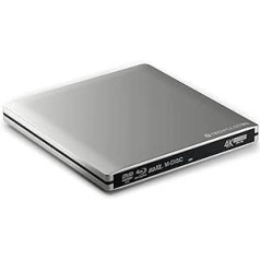 techPulse120 Ārējais USB 3.1 Type-C UHD HDR 4k 3D MDisc BDXL Drive Bluray Burner Superdrive BD DVD CD datoram Galddatoram Piezīmjdatoram Ultrabook Windows MacOS Apple iMac Aluminum Silver