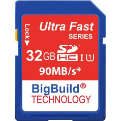 BigBuild Technology 32 GB īpaši ātra 90 MB/s atmiņas karte Panasonic Lumix DC-FZ82 kamerai, 10. klase SD SDHC