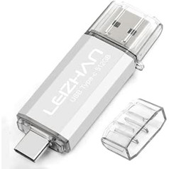 leizhan USB zibatmiņas karte 512 GB C tipa atmiņas karte OTG Memory Stick 2 in-1 zibatmiņas disks USB 3.0 pildspalvas diskdzinis personālajam datoram/klēpjdatoram/piezīmjdatoram un citam USB-C (512 GB, sudraba krāsā)