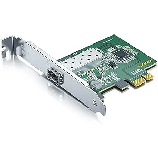 10Gtek® 10/100/1000Mbps Gigabit tīkla karte (NIC) ar Intel 1210AS mikroshēmu | Ethernet konverģēts PCI Express tīkla adapteris | Viena SFP porta | PCI Express 2.1 X1