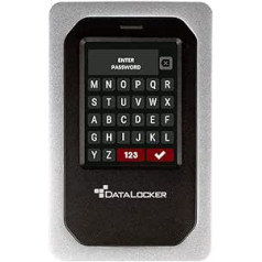 DataLocker DL4 FE 2TB USB-C / -A Hard Drive with AES-256bit Hardware Encryption, Colour Display and FIPS 140-2 Level 3 Certification, DSGVO/GDPR Compliant, DL4-2TB-FE Silver/Black HDD 2TB