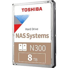 Toshiba 8TB N300 iekšējais cietais disks — NAS 3,5 collu SATA HDD atbalsta līdz 8 disku nodalījumiem, kas paredzēti 24/7 NAS sistēmām, jaunā paaudze (HDWG480UZSVA)