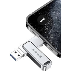 BLANBOK+ USB Stick for Phone, Memory Stick, Phone Photo Stick for Phone Pad/Android/PC (128 GB, Silver)