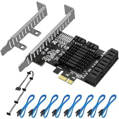 8 SATA porti PCIE SATA kontrollera karte, 6 Gbps SATA 3.0 kontrolieris, komplektā ir 8 SATA datu kabeļi, PCI Express kartes atbalsts 8 SATA 3.0 ierīces, atbalsts Windows, MAC, Linux