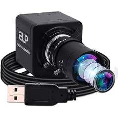 ELP FHD 1080P tālummaiņas tīmekļa kamera ar 5–50 mm mainīga fokusa objektīvu, 2 MP IMX323 tīmekļa kameras Plug & Play, 0,01 Luksu zema apgaismojuma klēpjdatora datora kamera, kas ir saderīga ar Windows/Linux USBFHD06H-MFV (5-50)