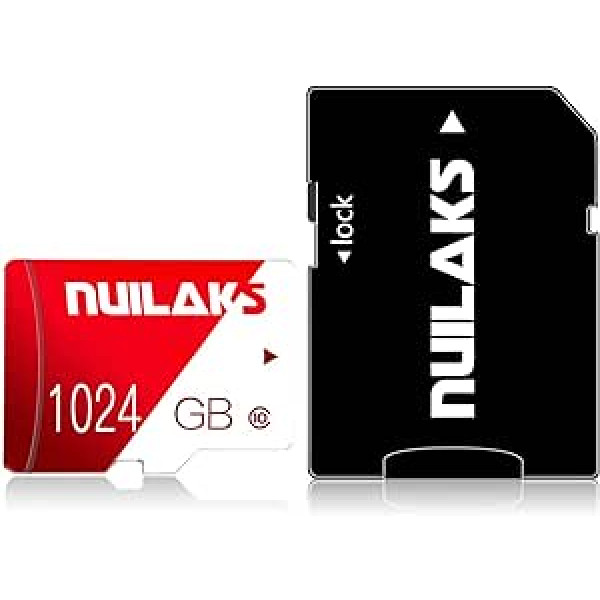 1 TB Micro SD kartes liela ātruma atmiņas karte ar adapteri viedtālrunim, darbības kamerai, pārnēsājamām spēļu ierīcēm un droniem