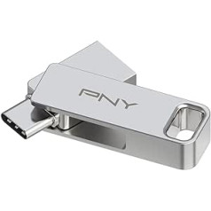 PNY 128GB Duo LINK USB 3.2 Type-C Dual Flash Drive Android ierīcēm un datoriem — ārējā mobilā krātuve fotoattēliem, videoklipiem un citam — 200 MB/s