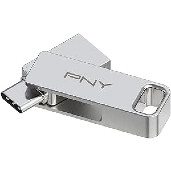 PNY 128GB Duo LINK USB 3.2 Type-C Dual Flash Drive Android ierīcēm un datoriem — ārējā mobilā krātuve fotoattēliem, videoklipiem un citam — 200 MB/s