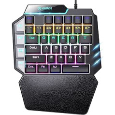 Hiwings Single-Handed RGB Mechanical Gaming Keyboard, Blue Switch, Portable Mini Gaming Keyboard with Wrist Rest, RGB Rainbow Lighting, 38 Keys, Black