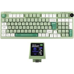 EPOMAKER RT100 97 taustiņu ISO(UK) mehāniskā spēļu tastatūra ar regulējamu mini televizoru, blīvējumu, trīs režīmi (BT5.0/2.4GHz/USB-C), karsti maināmu ligzdu, 5000 mAh akumulatoru (zaļš, Wisteria Linear)