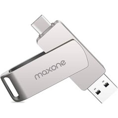 Maxone C tipa USB zibatmiņas disks Abi 3.1 Tech — 2 in 1 Dual Drive Memory Stick High Speed OTG Android viedtālrunim, datoram, MacBook, Chromebook Pixel... (256 GB, balts)