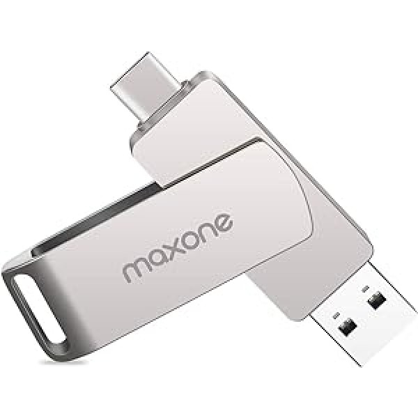 Maxone C tipa USB zibatmiņas disks Abi 3.1 Tech — 2 in 1 Dual Drive Memory Stick High Speed OTG Android viedtālrunim, datoram, MacBook, Chromebook Pixel... (256 GB, balts)