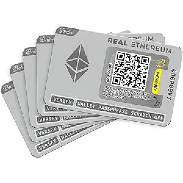 Ballet Real Ethereum (ETH), 5-Pack - The Easiest Cold Storage Card for Cryptocurrencies, Hardware Wallet with Support for Multiple Cryptocurrencies