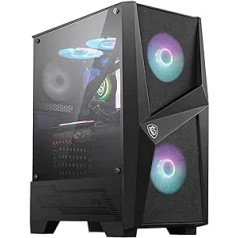 MSI MAG FORGE 100R Mid-Tower ATX Gehäuse (2x USB 3.1 Anschluss, 2x 120mm A-RGB ventilators un 1x 120mm ventilators ar Lieferumfang, schwarz, RGB)