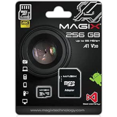 Magix MicroSD atmiņas karte 4K Series Class 10 V30 + SD adapteris līdz 95 MB/s (256 GB)