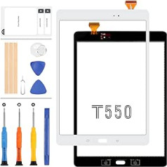 Skārienekrāna digitalizators Samsung Galaxy Tab A 9,7 collu SM-T550 SM-T551 SM-T555 T550 T551 T555 sensora skārienekrāna stikla lēcu nomaiņas komplekts (LCD nav iekļauts) ar instrumentiem (balts)