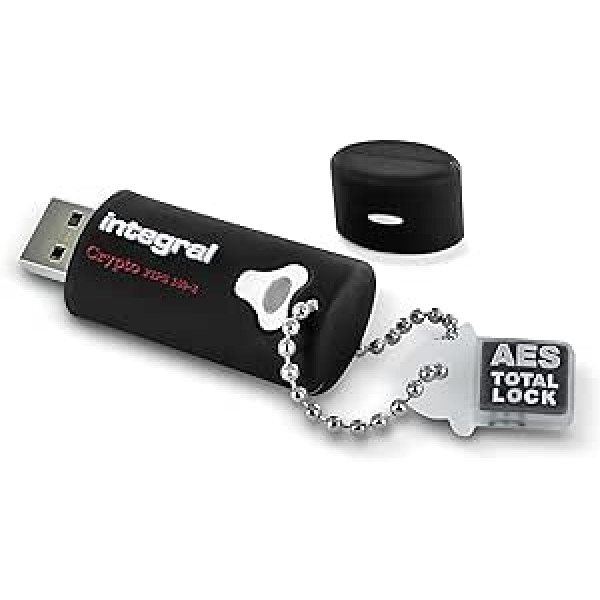 Integrētā atmiņa 8 GB Crypto-140-2 256 bitu 3.0 USB atmiņas karte, izmantojot paroli, izmantojot FIPS 140-2 3. līmeņa zibatmiņas karti. Schutz vor Brute-Force-Angriffen Robustes dreilagige INFD8GCRY3.0140-2 Schwarz