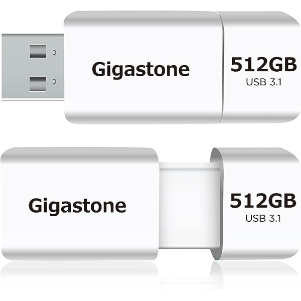 Gigastone Z60 512GB 2-Pack USB 3.1 Flash Drive, R/W 400/300MB/s Ultra High Speed Pen Drive, Capless Retractable Design Thumb Drive, USB 2.0/USB 3.0 Interface Compatible