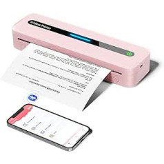 Asprink mobilais printeris, M832 Bluetooth termoprinteris A4/110 mm/80 mm/53 mm/ASV vēstuļu termopapīram, mazs kompakts printeris Android un iOS ierīcēm — rozā