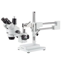 AmScope SM-4T 7X-45X profesionālais Trinocular Trino stereo tālummaiņas mikroskops ar divsviru statīvu WF10X baltā okulāru kompensācijas garums 100 mm