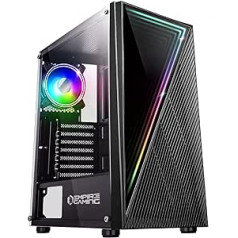 Empire Gaming Gamer Crystal PC Case - ARGB Medium Tower ATX, Micro ATX and ITX - 3D Mirror Effect - RGB Addressable Fan 1 x 120mm 3 Pin/ 5 Volt LEDs and 1 x 120mm Standard - Black