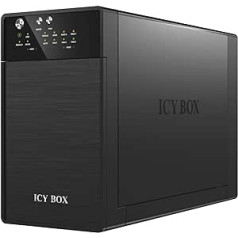 ICY BOX IB-RD3620SU3 Externes 2 fach Gehäuse (Raid 0/1, Single, JBOD) ar 2x 3, 5 Zoll SATA i, II, III Festplatten, USB 3.0 (UASP) un eSATA Anschluss, Smart-Lüfter