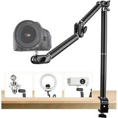 TARION Overhead Tripod Camera Table Tripod Clamp Tripod Flexible Articulated Arm Table Mount with 3/8 Inch Thread and 3/8 Inch to 1/4 Inch Screws Adapter for DSLR Cameras Ring Light Projector (L)