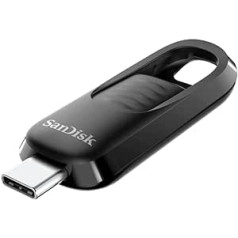 SanDisk Ultra® Slider USB Type-C disks 256GB USB zibatmiņas disks ievelkams ports USB 3.2 Gen 1 līdz 400MB/s — melns