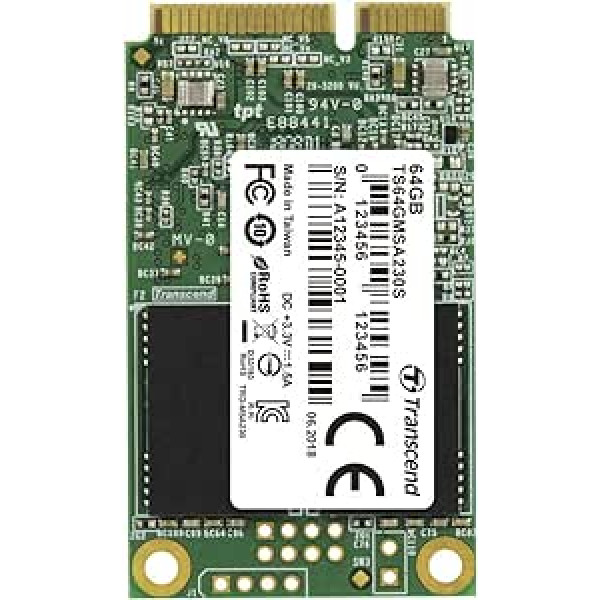 Transcend Highspeed 64GB interne mSATA SSD SATA III (6Gb/s), zum Aufrüsten von Ultrabooks, Planšetdatori vai Slim Servern, Schnelle Übertragung TS64GMSA230S