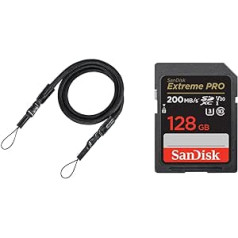 Hama kameras siksna ar ātrās atbrīvošanas melnu un SanDisk Extreme PRO SDXC UHS-I atmiņas karti 128 GB (V30