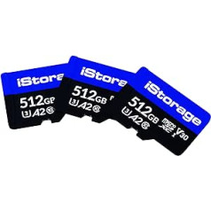 3 Pack iStorage 512GB microSD karte | Šifrēt iStorage MicroSD kartēs saglabātos datus, izmantojot datAshur SD USB zibatmiņas disku | Savietojams tikai ar datAshur SD diskdziņiem