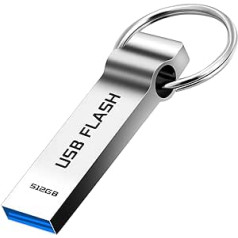 Aogamb USB zibatmiņas zibatmiņa 512 GB sudraba zibatmiņas karte 3.0 ūdensizturīga USB zibatmiņa Mini USB zibatmiņas disks galvenokārt failu pārsūtīšanai un datu glabāšanai