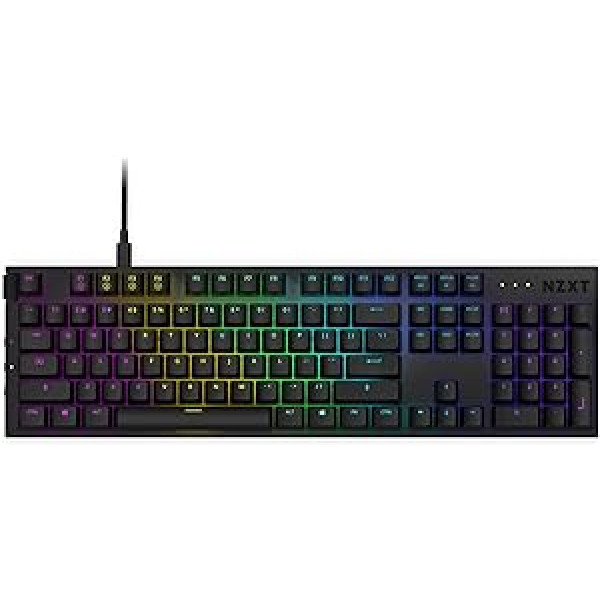 NZXT Function Mehāniskā datora spēļu tastatūra - Apgaismota - Lineārs RGB slēdzis - MX saderīgs slēdzis - Karstā maiņa - Izturīgs alumīnija vāciņš - Mehāniskā spēļu tastatūra | LV (QWERTY) Melns