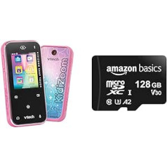 VTech KidiZoom Snap Touch Pink — bērnu kamera viedtālruņa formātā ar skārienekrānu un Amazon Basics — MicroSDXC atmiņas karte, 128 GB, ar SD adapteri, A2, U3, 100 MB/s maksimālais lasīšanas ātrums, melns