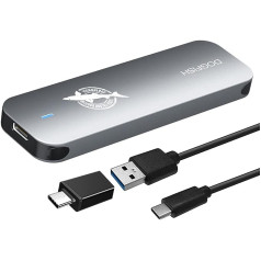 Dogfish Portable External SSD 500GB Ngff 2242/2260/2280 Grey Metal USB 3.1 Type-C Ultra Light External Mini Breathable SSD for Mac/Windows/Android/Linux (up to 6Gbps, with LED)