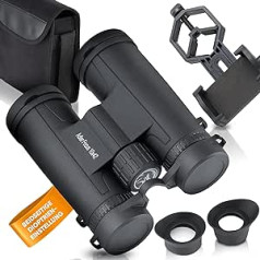 Adler Focus binokļi 10x42 pieaugušajiem, Eagle Eye Technology, 18 mm HD Eyecup, BAK4+FMC Field Picker briļļu nēsātājiem, ceļojumi, pārgājieni, medības, putnu vērošana