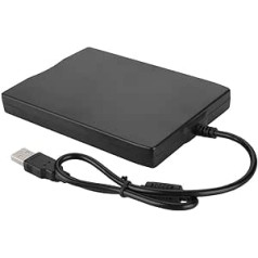 Annadue ārējais disketes pārnēsājamais USB disketis ar triecienizturīgiem paliktņiem, uznirstošo pogu dizainu, 1,44 M neitrālu FDD, piemērots piezīmjdatoriem, mobilajiem datoriem, galddatoriem utt. (melns)