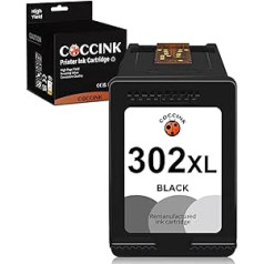 COCCINK 302XL (1 melns) izgatavotas tintes kasetnes, kas paredzētas HP 302 XL, Envy 4527 4520 4524 4523 DeskJet 1110 3630 2130 3636 3632 3637 t 2138 3 3 8 3 3 3 8 3 4 4650 5230 5232 Printeris