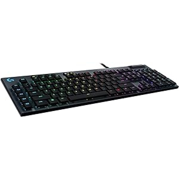 Logitech G815 LIGHTSYNC RGB mehāniskā spēļu tastatūra (ar plakanu taustes GL taustiņu slēdzi, 5 programmējamiem G taustiņiem, USB cilpu, īpašām multivides vadības ierīcēm)